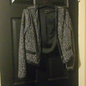 Short Blazer with faux leather trim